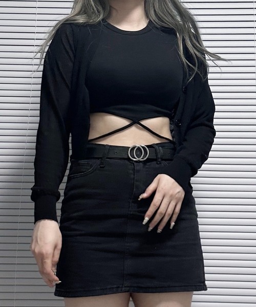 Chick(チック)の「Cross String Tank top / クロスデザインタンクトップ(タンクトップ・レディース・ホワイト/ブラック・FREE)」の13枚目の写真