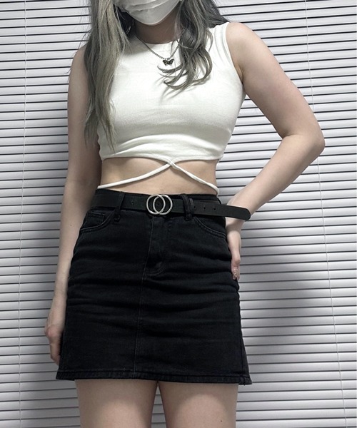 Chick(チック)の「Cross String Tank top / クロスデザインタンクトップ(タンクトップ・レディース・ホワイト/ブラック・FREE)」の10枚目の写真