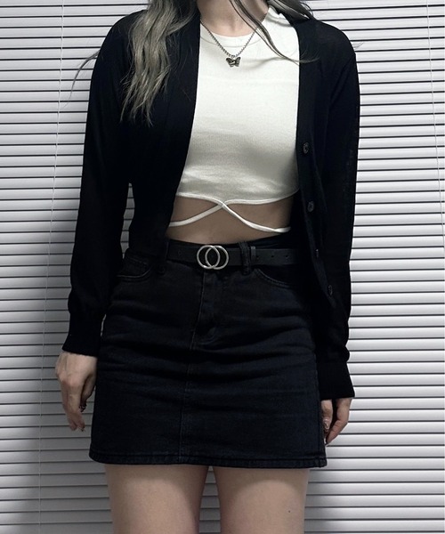 Chick(チック)の「Cross String Tank top / クロスデザインタンクトップ(タンクトップ・レディース・ホワイト/ブラック・FREE)」の11枚目の写真