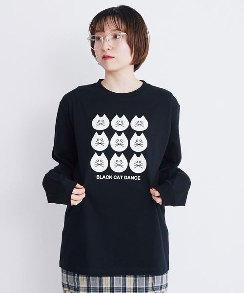 I am I in fact...（アイアムアイインファクト）の「Black cat dance ロンT（Tシャツ/カットソー・レディース・ブラック/ホワイト・FREE）」の15枚目の写真