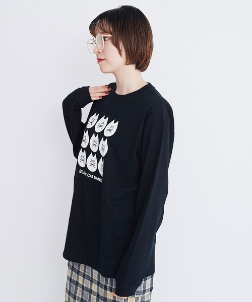 I am I in fact...（アイアムアイインファクト）の「Black cat dance ロンT（Tシャツ/カットソー・レディース・ブラック/ホワイト・FREE）」の16枚目の写真