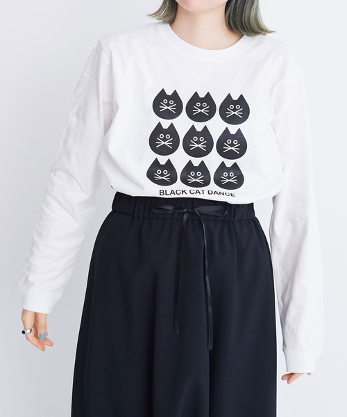 I am I in fact...（アイアムアイインファクト）の「Black cat dance ロンT（Tシャツ/カットソー・レディース・ブラック/ホワイト・FREE）」の20枚目の写真