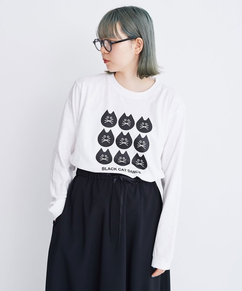I am I in fact...（アイアムアイインファクト）の「Black cat dance ロンT（Tシャツ/カットソー・レディース・ブラック/ホワイト・FREE）」の10枚目の写真