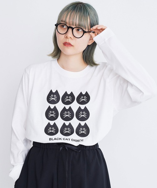 I am I in fact...（アイアムアイインファクト）の「Black cat dance ロンT（Tシャツ/カットソー・レディース・ブラック/ホワイト・FREE）」の8枚目の写真