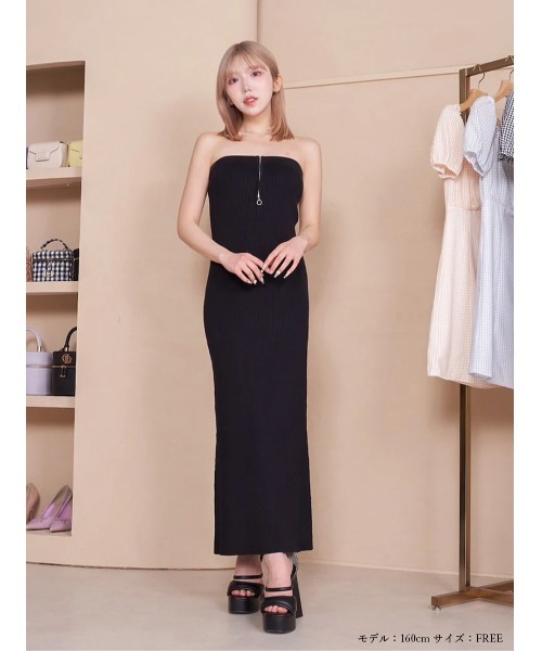 セール】リブニットベアロングワンピース（ワンピース）｜Darich