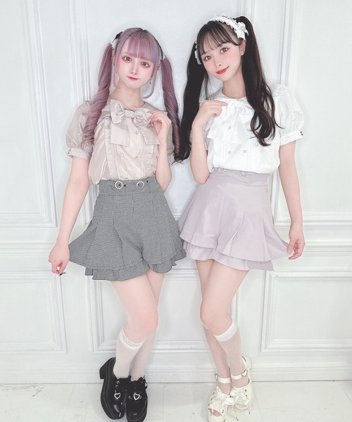 HONEY MEW ハニーミュウ ダブルリボンギンガムトップス XSサイズ HONEY MEW ハニーミュウ ダブルリボンギンガムトップス