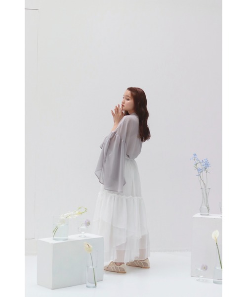 muguet（ミュゲ）の「tiered hem skirt（スカート・レディース・ホワイト・FREE）」の6枚目の写真