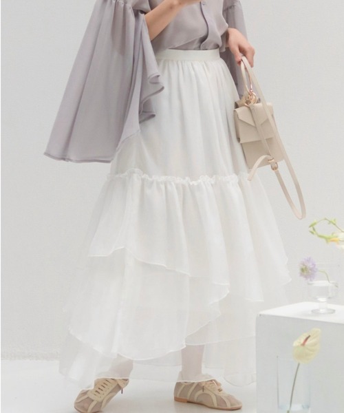 muguet（ミュゲ）の「tiered hem skirt（スカート・レディース・ホワイト・FREE）」の12枚目の写真