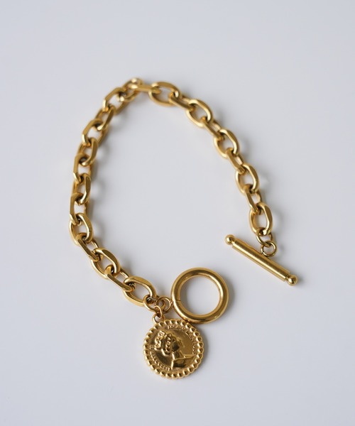 IAMUSE（アイアミューズ）の「金属アレルギー対応　コインチャームチェーンブレスレット S1011【IAMUSE】（ブレスレット・レディース・ゴールド・FREE）」の9枚目の写真