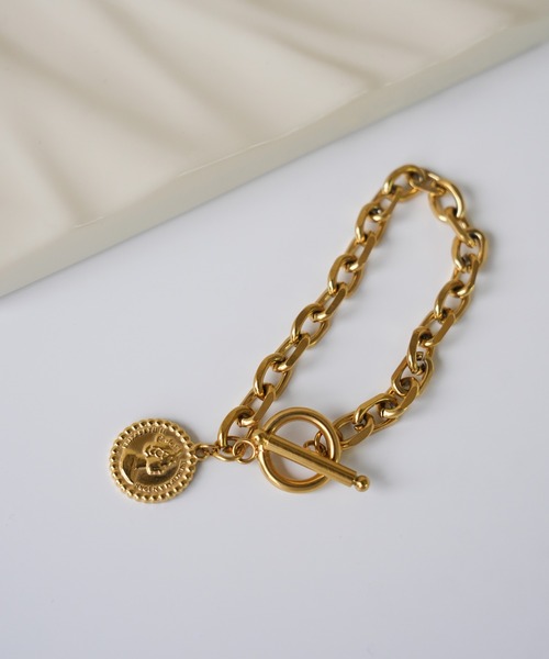 IAMUSE（アイアミューズ）の「金属アレルギー対応　コインチャームチェーンブレスレット S1011【IAMUSE】（ブレスレット・レディース・ゴールド・FREE）」の3枚目の写真