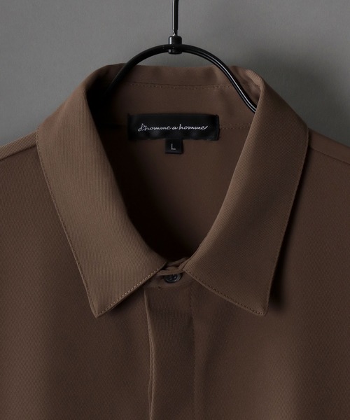 SITRY(シトリー)の「Polyester twill Fly front shirt/別注 ドレープ 比翼仕立て オーバーサイズ 半袖シャツ(シャツ/ブラウス・メンズ・グレイッシュベージュ/チャコールグレー/ブラック/オフホワイト・LL/L/M)」の5枚目の写真