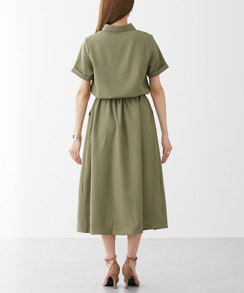 nissen（ニッセン）の「華奢見え　半袖マキシ丈シャツワンピース（ワンピース・レディース・カーキ/ベージュ/ネイビー・L/M/LL/S）」の20枚目の写真