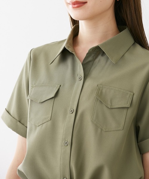 nissen（ニッセン）の「華奢見え　半袖マキシ丈シャツワンピース（ワンピース・レディース・カーキ/ベージュ/ネイビー・L/M/LL/S）」の13枚目の写真