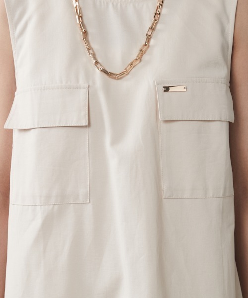 CHIC STYLE(シックスタイル)の「<大きいサイズ>綿100%アウトポケットノースリーブチュニックブラウス シックスタイル(シャツ/ブラウス・レディース・アイボリー/ブラック・L/LL/3L/4L/5L)」の21枚目の写真