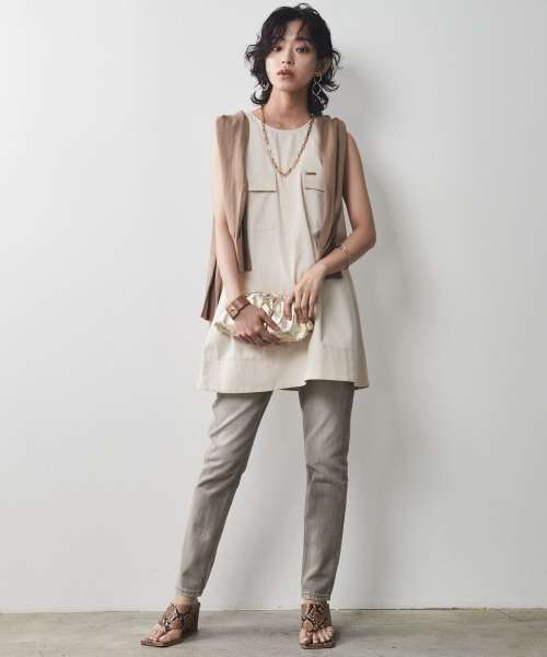 CHIC STYLE(シックスタイル)の「<大きいサイズ>綿100%アウトポケットノースリーブチュニックブラウス シックスタイル(シャツ/ブラウス・レディース・アイボリー/ブラック・L/LL/3L/4L/5L)」の10枚目の写真