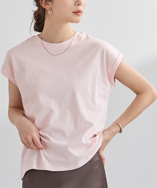 UR'S(ユアーズ)の「汗染み防止ダブルカフスTシャツ(Tシャツ/カットソー・レディース・ホワイト/ブラック/ロイヤルブルー/チャコール/ブルーグレー/ネイビー/ライトピンク/ブラウン・S/M/L)」の8枚目の写真