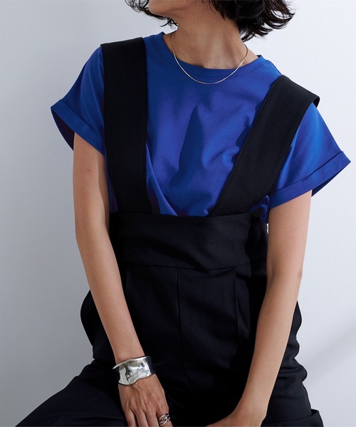 UR'S(ユアーズ)の「汗染み防止ダブルカフスTシャツ(Tシャツ/カットソー・レディース・ホワイト/ブラック/ロイヤルブルー/チャコール/ブルーグレー/ネイビー/ライトピンク/ブラウン・S/M/L)」の7枚目の写真