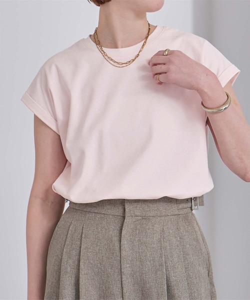 UR'S(ユアーズ)の「汗染み防止ダブルカフスTシャツ(Tシャツ/カットソー・レディース・ホワイト/ブラック/ロイヤルブルー/チャコール/ブルーグレー/ネイビー/ライトピンク/ブラウン・S/M/L)」の18枚目の写真