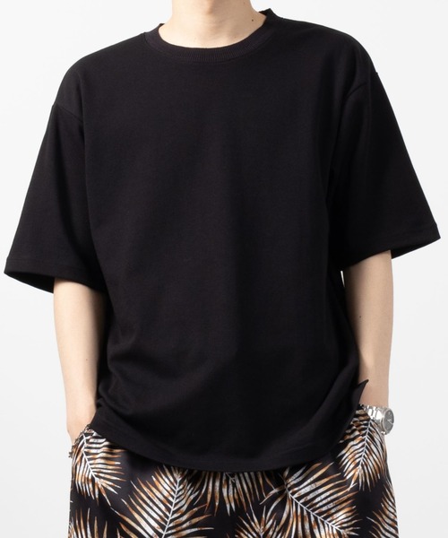 NAVY(ネイビー)の「暑い日も快適!冷感オーバーサイズダブルフェイスショートスリーブTee(Tシャツ/カットソー・メンズ・イエロー/ブルー/グレイッシュベージュ/ブラック/ホワイト・M/L/XL)」の6枚目の写真