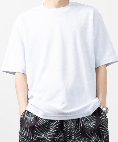 NAVY(ネイビー)の「暑い日も快適!冷感オーバーサイズダブルフェイスショートスリーブTee(Tシャツ/カットソー・メンズ・イエロー/ブルー/グレイッシュベージュ/ブラック/ホワイト・M/L/XL)」の7枚目の写真