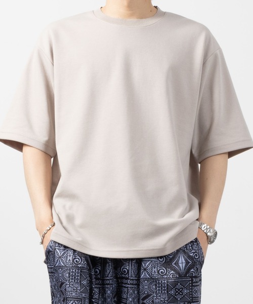 NAVY(ネイビー)の「暑い日も快適!冷感オーバーサイズダブルフェイスショートスリーブTee(Tシャツ/カットソー・メンズ・イエロー/ブルー/グレイッシュベージュ/ブラック/ホワイト・M/L/XL)」の8枚目の写真