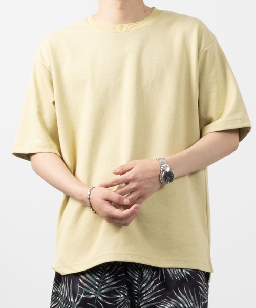 NAVY(ネイビー)の「暑い日も快適!冷感オーバーサイズダブルフェイスショートスリーブTee(Tシャツ/カットソー・メンズ・イエロー/ブルー/グレイッシュベージュ/ブラック/ホワイト・M/L/XL)」の10枚目の写真