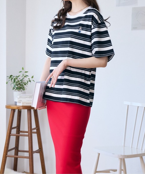 Ada.(エイダ)の「ルーズベアーボーダーTシャツ(Tシャツ/カットソー・レディース・ベージュ/ブラック・FREE)」の15枚目の写真