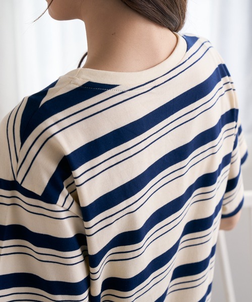 Ada.(エイダ)の「ルーズベアーボーダーTシャツ(Tシャツ/カットソー・レディース・ベージュ/ブラック・FREE)」の21枚目の写真
