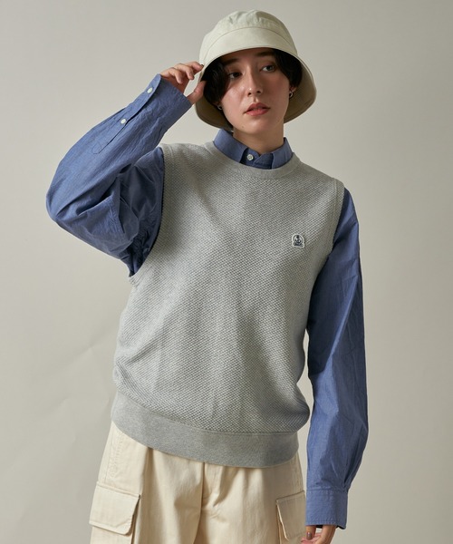 FIDELITY(フィデリティ)の「MOSS STITCH CREW VEST / 鹿の子ベスト(ベスト・メンズ・グレー/キャメル/キナリ/ネイビー・MEDIUM/LARGE/X-LARGE/FREE)」の15枚目の写真