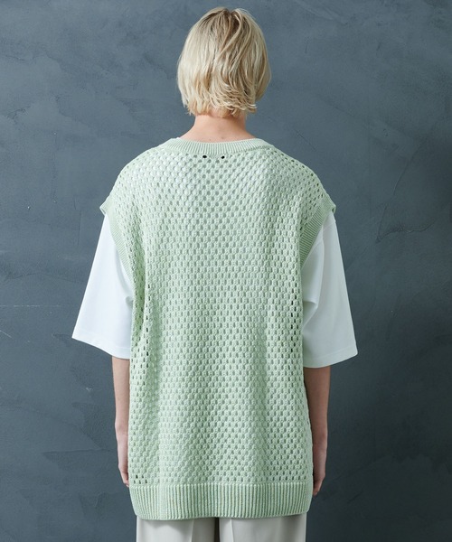 STUDIOUS（ステュディオス）の「【PUBLIC TOKYO/パブリックトウキョウ】サマーメッシュニットベスト（ベスト・メンズ・ミント/グレー・FREE）」の7枚目の写真