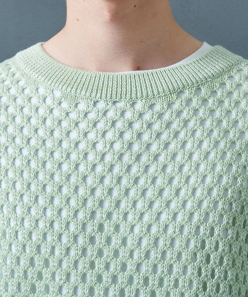 STUDIOUS（ステュディオス）の「【PUBLIC TOKYO/パブリックトウキョウ】サマーメッシュニットベスト（ベスト・メンズ・ミント/グレー・FREE）」の8枚目の写真