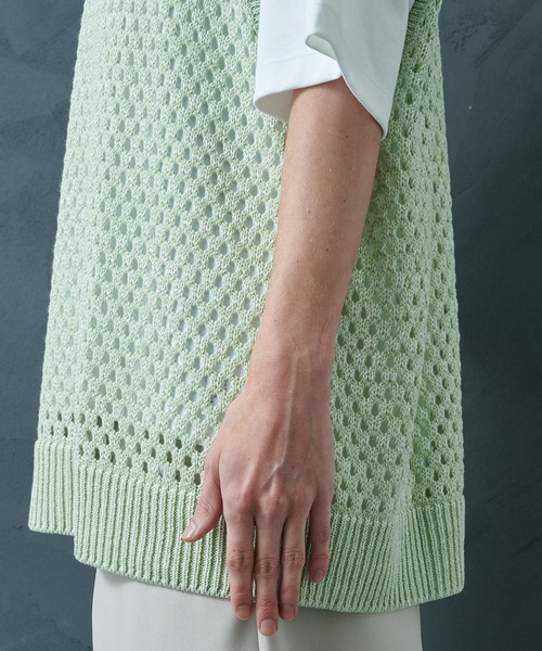 STUDIOUS（ステュディオス）の「【PUBLIC TOKYO/パブリックトウキョウ】サマーメッシュニットベスト（ベスト・メンズ・ミント/グレー・FREE）」の10枚目の写真