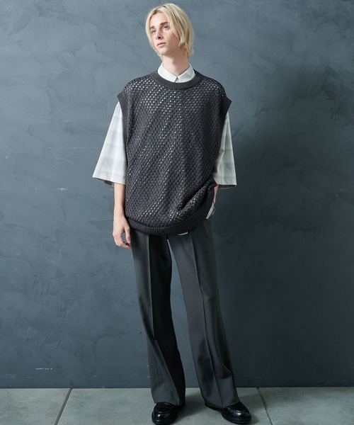 STUDIOUS（ステュディオス）の「【PUBLIC TOKYO/パブリックトウキョウ】サマーメッシュニットベスト（ベスト・メンズ・ミント/グレー・FREE）」の12枚目の写真