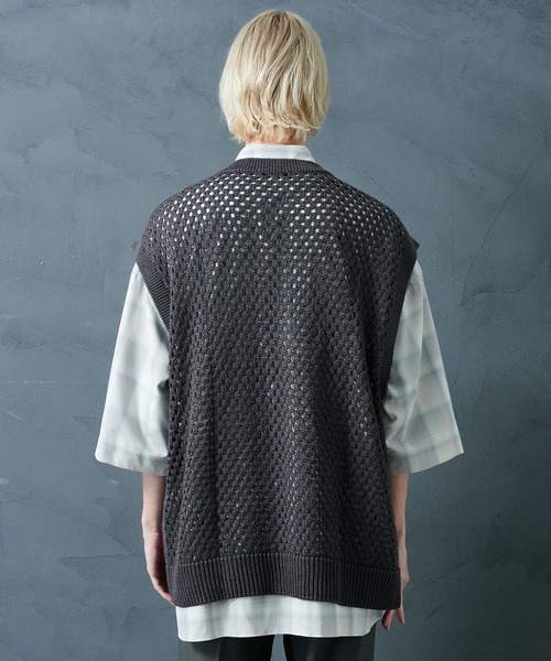 STUDIOUS（ステュディオス）の「【PUBLIC TOKYO/パブリックトウキョウ】サマーメッシュニットベスト（ベスト・メンズ・ミント/グレー・FREE）」の15枚目の写真