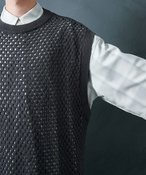 STUDIOUS（ステュディオス）の「【PUBLIC TOKYO/パブリックトウキョウ】サマーメッシュニットベスト（ベスト・メンズ・ミント/グレー・FREE）」の17枚目の写真