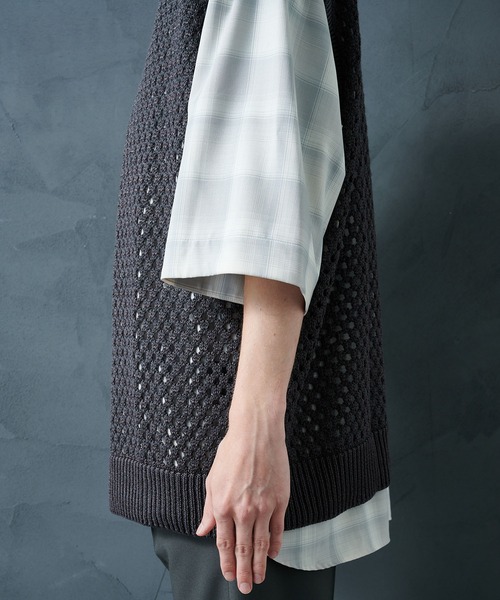 STUDIOUS（ステュディオス）の「【PUBLIC TOKYO/パブリックトウキョウ】サマーメッシュニットベスト（ベスト・メンズ・ミント/グレー・FREE）」の18枚目の写真