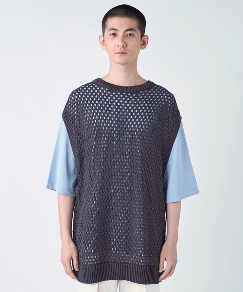 STUDIOUS（ステュディオス）の「【PUBLIC TOKYO/パブリックトウキョウ】サマーメッシュニットベスト（ベスト・メンズ・ミント/グレー・FREE）」の21枚目の写真