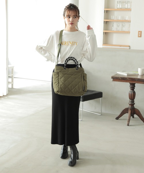 ALTROSE（アルトローズ）の「2WAY ショルダーバッグ マザーズバッグ キルティング ロープ トート オリバー（トートバッグ・レディース・ブラック/カーキ/アイボリー/グレー/ベージュ・FREE）」の17枚目の写真