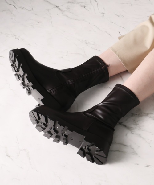 VIVIAN(ヴィヴィアン)の「厚底インヒールストレッチミドルブーツ(ブーツ・レディース・ブラック/ストーン/ダークブラウン/シルバー・S/M/LL/L)」の1枚目の写真