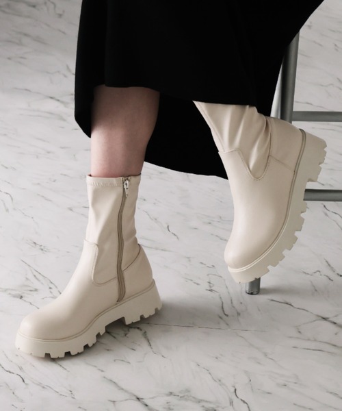 VIVIAN(ヴィヴィアン)の「厚底インヒールストレッチミドルブーツ(ブーツ・レディース・ブラック/ストーン/ダークブラウン/シルバー・S/M/LL/L)」の2枚目の写真