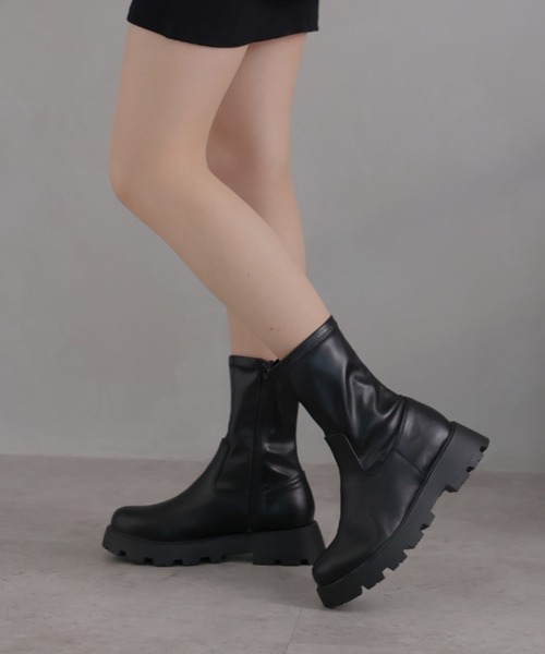 VIVIAN(ヴィヴィアン)の「厚底インヒールストレッチミドルブーツ(ブーツ・レディース・ブラック/ストーン/ダークブラウン/シルバー・S/M/LL/L)」の12枚目の写真