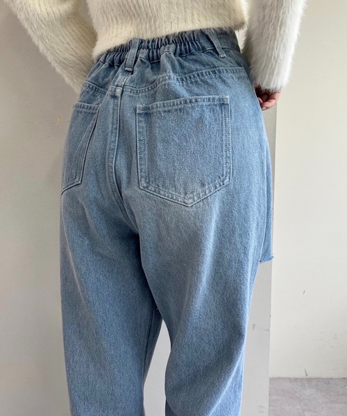one after another NICE CLAUP（ワンアフターアナザーナイスクラップ）の「【S,Mサイズ】カッティングワイドデニムパンツ（デニムパンツ・レディース・ピンク/グレー/サックスブルー・SMALL/MEDIUM）」の11枚目の写真