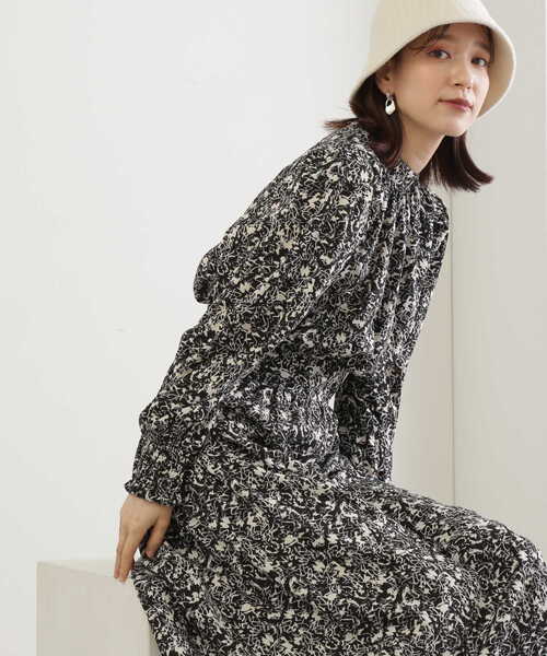 N.（N. Natural Beauty Basic）（エヌエヌナチュラルビューティーベーシック）の「【S Size Line】◆プリントハイネックワンピース（ワンピース・レディース・スミクロ/ブラック×ホワイト/ホワイト×ブラウン・SMALL/MEDIUM）」の3枚目の写真