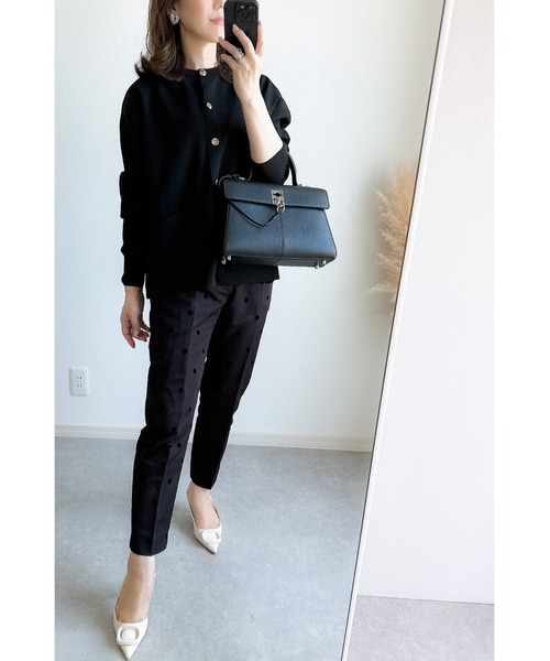 &. NOSTALGIA（アンドドットノスタルジア）の「【ZOZO限定】ゴールドボタンニットジャケットカーデ（カーディガン/ボレロ・レディース・アイボリー/ブラック・FREE）」の12枚目の写真