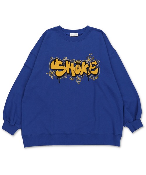 SPINNS（スピンズ）の「SMOKEグラフィックロゴ 裏毛ビッグスウェット（スウェット・レディース・ブルー/杢グレー/オートミール/オフホワイト/ブラック・ONESIZE）」の20枚目の写真