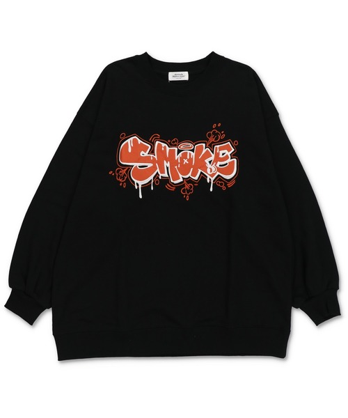 SPINNS（スピンズ）の「SMOKEグラフィックロゴ 裏毛ビッグスウェット（スウェット・レディース・ブルー/杢グレー/オートミール/オフホワイト/ブラック・ONESIZE）」の18枚目の写真