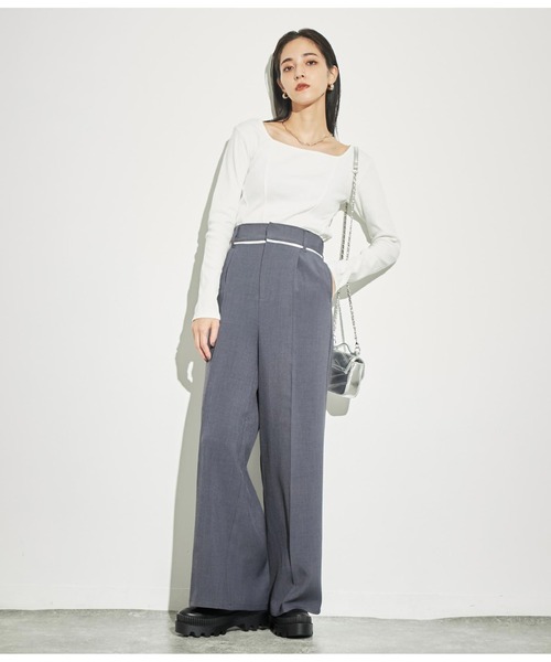 ANAP(アナップ)の「ウエストベルトテープデザインワイドパンツ【セットアップ対応】(その他パンツ・レディース・ブラウン/ダークグレー・FREE)」の10枚目の写真