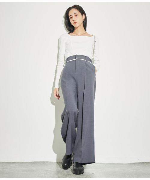 ANAP(アナップ)の「ウエストベルトテープデザインワイドパンツ【セットアップ対応】(その他パンツ・レディース・ブラウン/ダークグレー・FREE)」の11枚目の写真