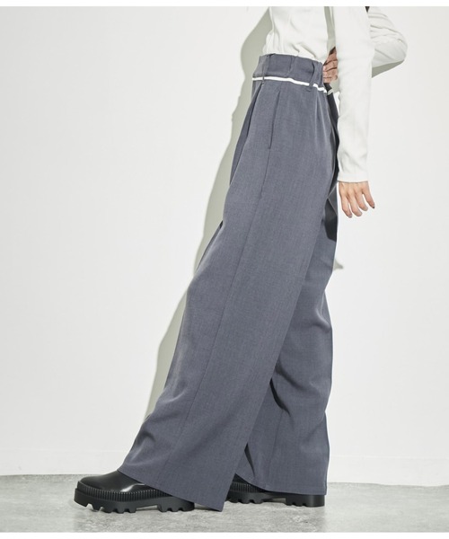 ANAP(アナップ)の「ウエストベルトテープデザインワイドパンツ【セットアップ対応】(その他パンツ・レディース・ブラウン/ダークグレー・FREE)」の8枚目の写真