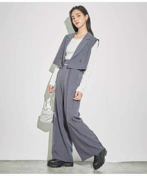 ANAP(アナップ)の「ウエストベルトテープデザインワイドパンツ【セットアップ対応】(その他パンツ・レディース・ブラウン/ダークグレー・FREE)」の13枚目の写真